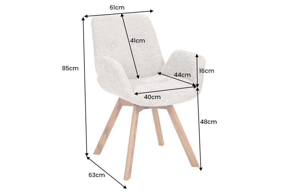 Swivel chair BALTIC rotatable 360° w/ armrests bouclé beige natural