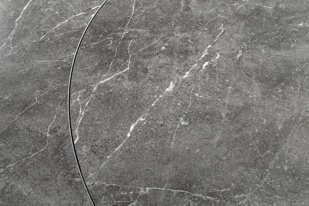 Dining table INCEPTION 130-190cm extendable oval ceramic top anthracite marble look