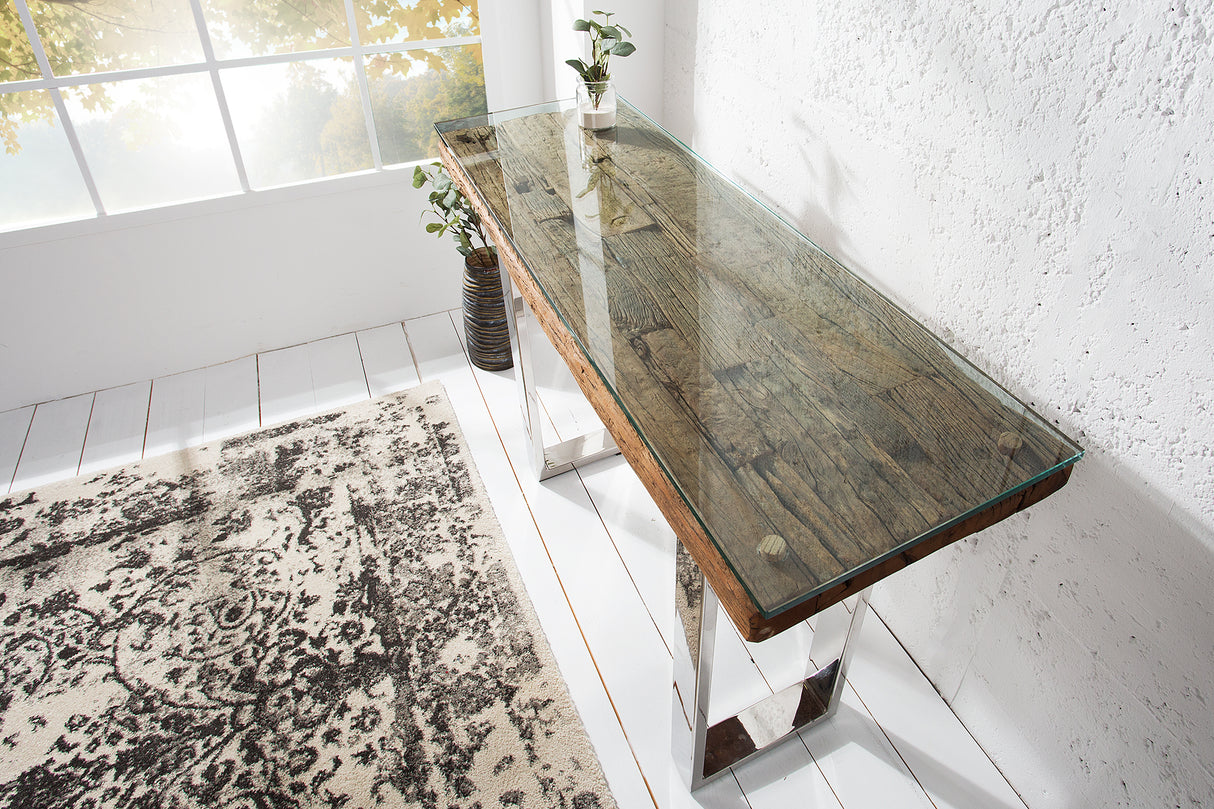 Glasplatte 120x40cm für Konsolen 12mm Hartglas