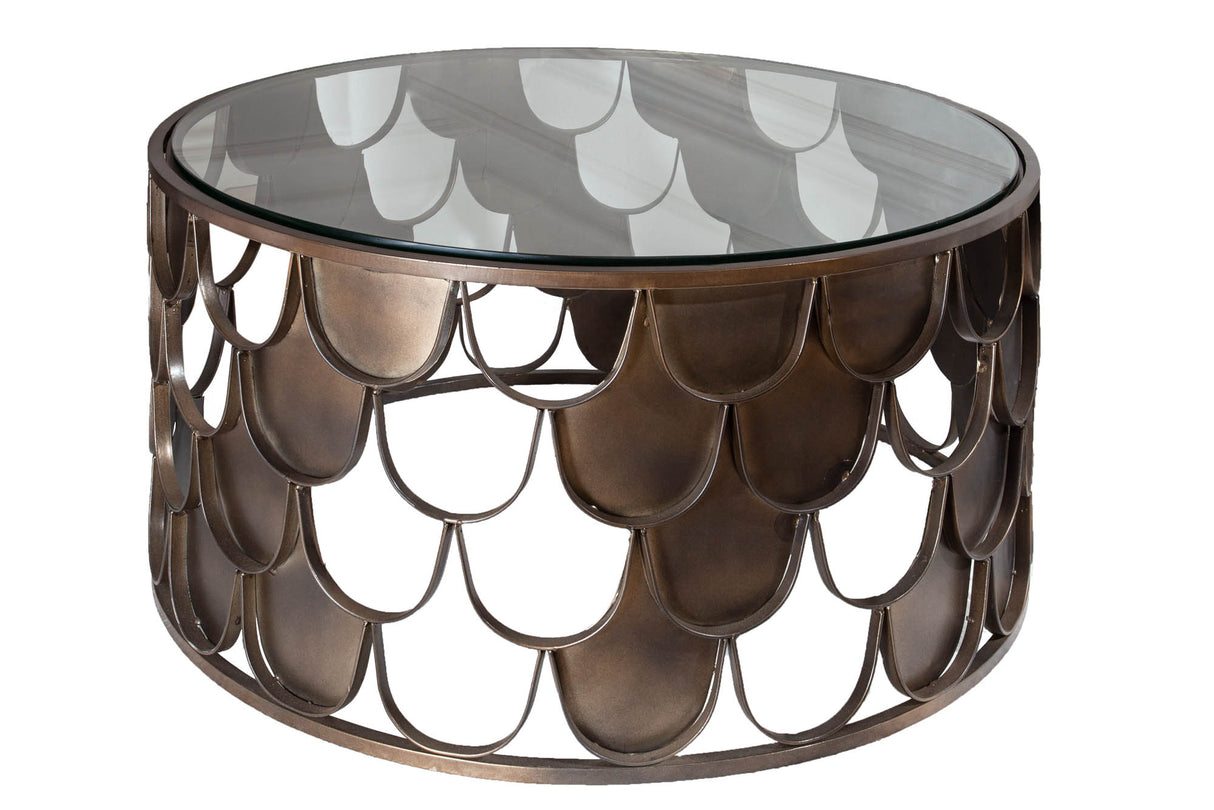 Couchtisch ABSTRACT 60cm Fischschuppen Hartglas