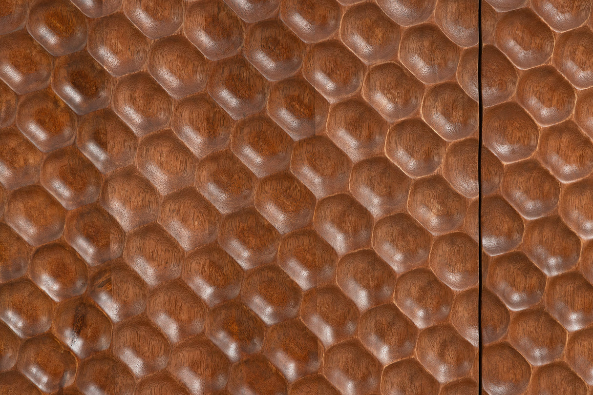 Sideboard ADLON 180cm 3D Mangoholz braun mit schwarzen Metallbeinen