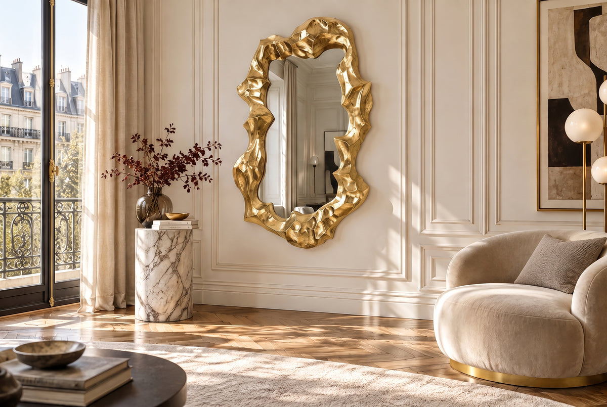 Wandspiegel VENETIA 150cm asymmetrische organische Form gold