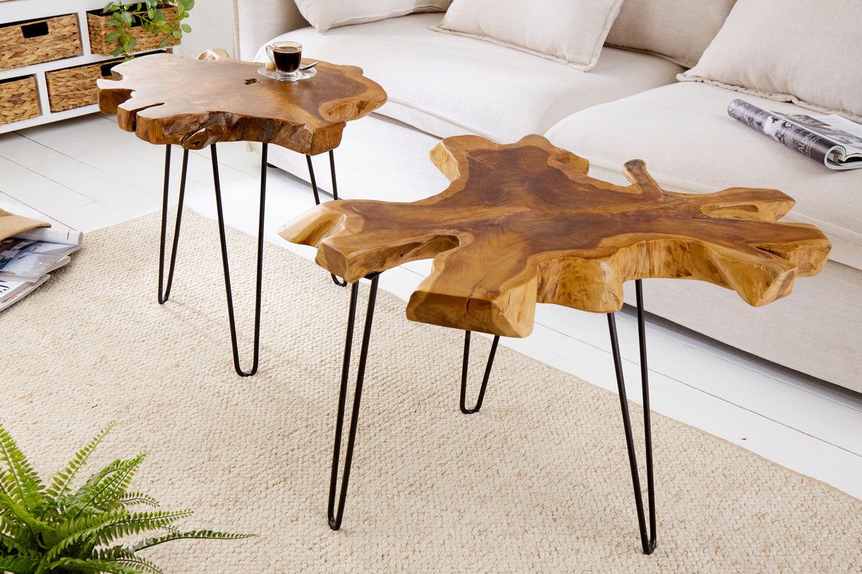 Couchtisch WILD 60cm massives Teakholz