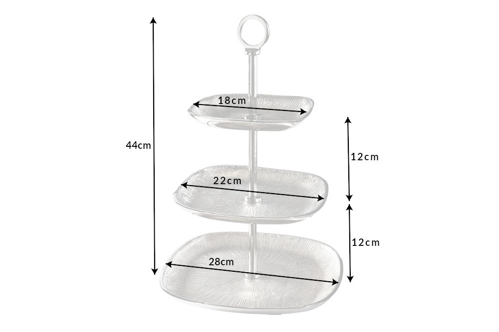 Etagere ORIENT 45cm 3 trays vintage silver