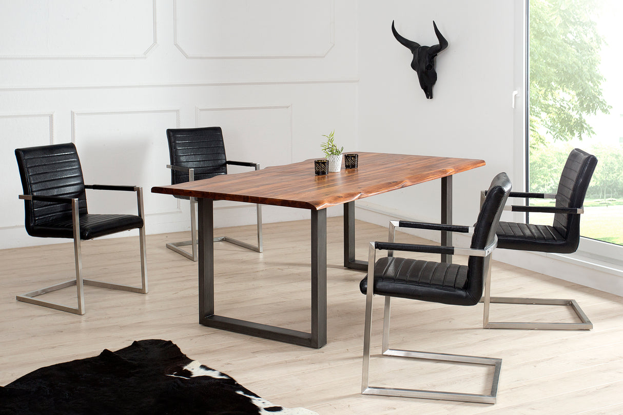 Freischwinger LOFT mit Armlehnen Kunstleder antikschwarz