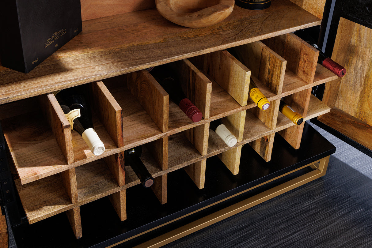 Bar cabinet GOLDEN SUNSET 140cm 3D mango wood black