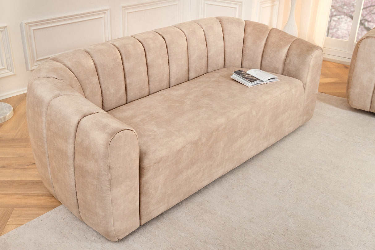 Sofa BABYLON 200cm 3-Sitzer Samt beige