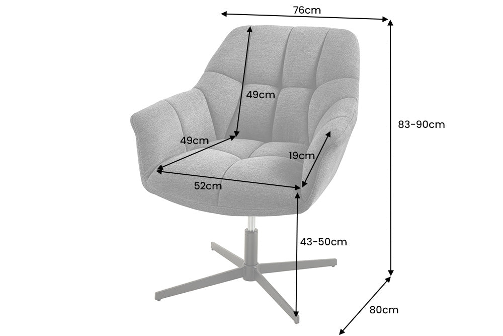 Sessel PAPILLON 83-90cm drehbar 360° Samt Petrol