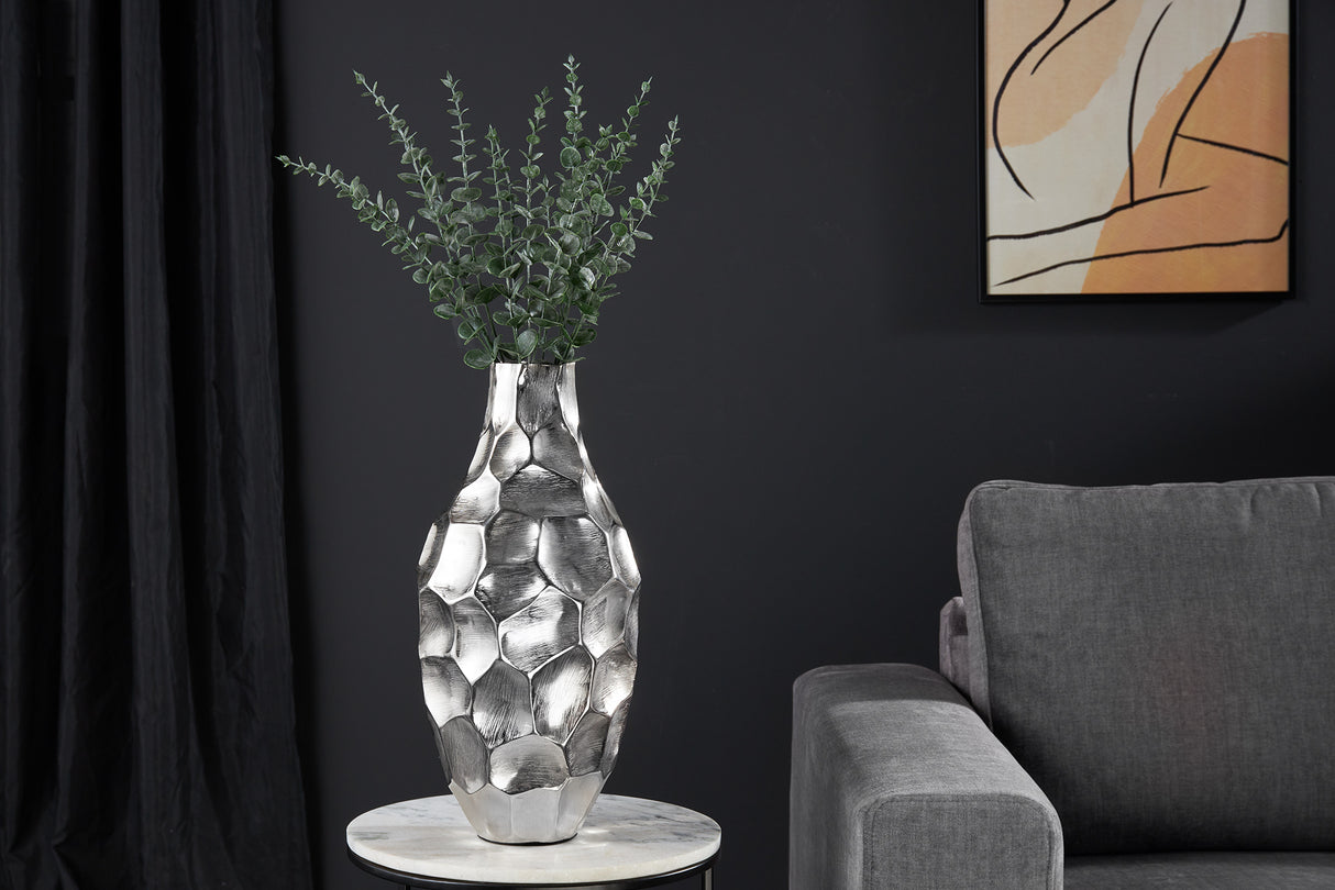 Vase ORGANIC ORIENT 45cm mit Hammerschlageffekt silber