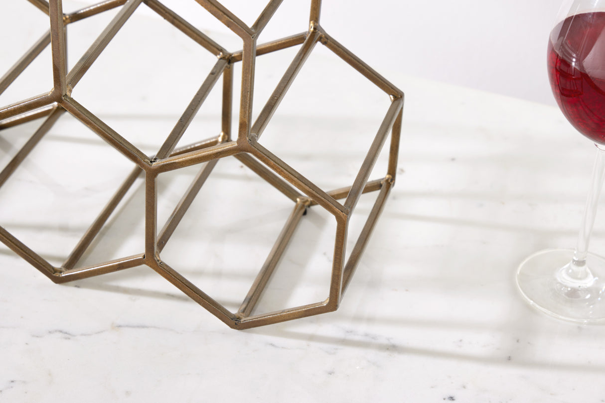 Wine shelf HONEYCOMB 35cm for 6 bottles gold