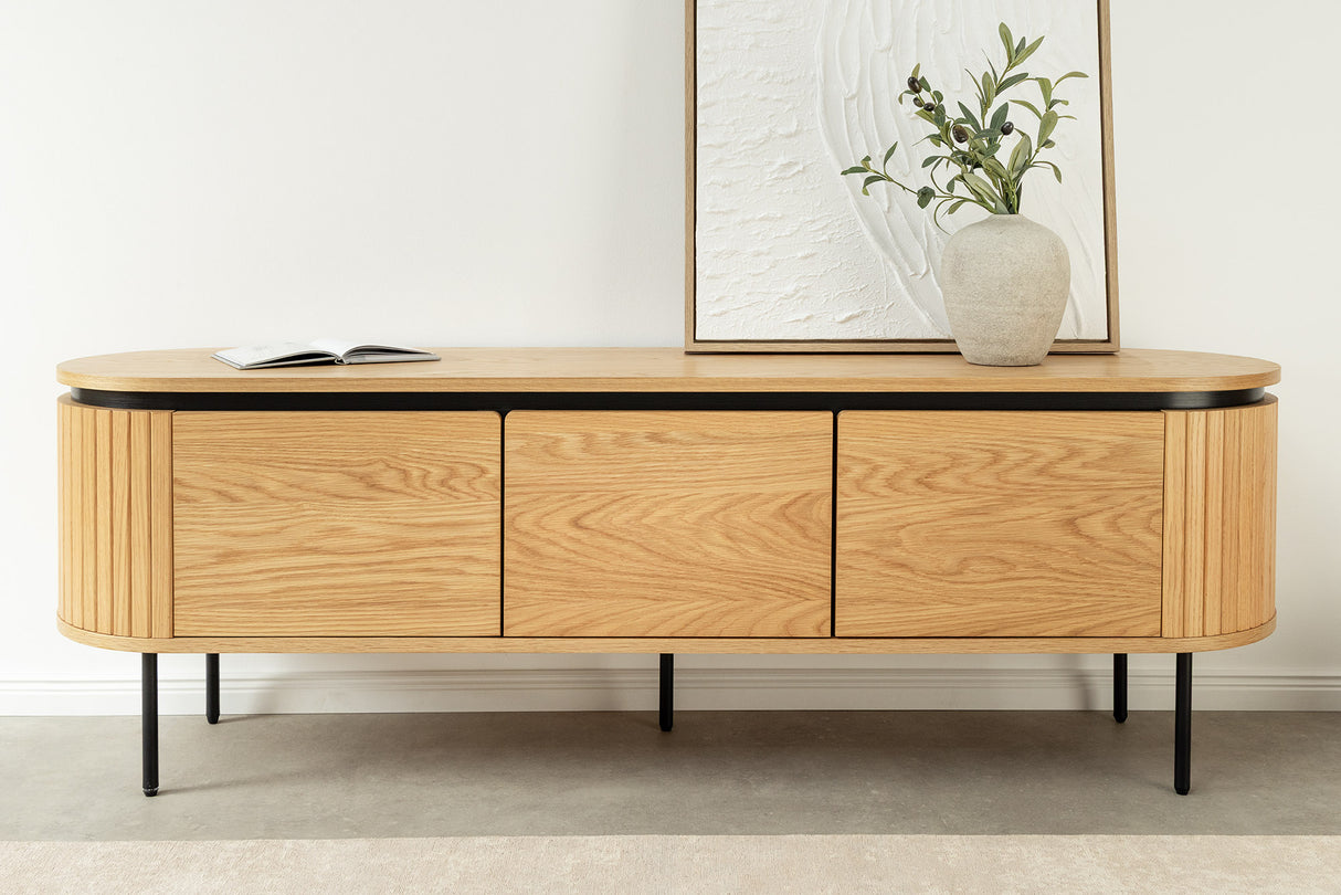 TV-Board ATELIER 160cm natural oak wood look w/ black legs