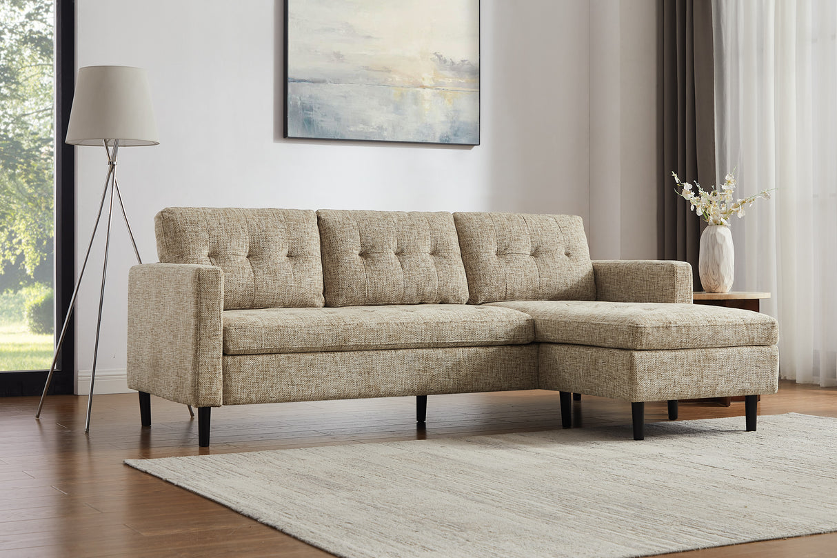 Ecksofa STOCKHOLM 220cm 3-Sitzer Federkern Strukturstoff beige