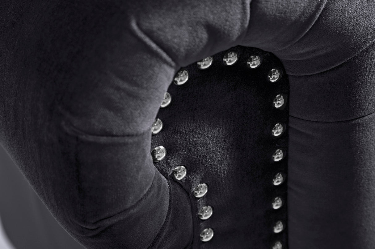 Sofa CHESTERFIELD 205cm spring core 3-seater velvet black