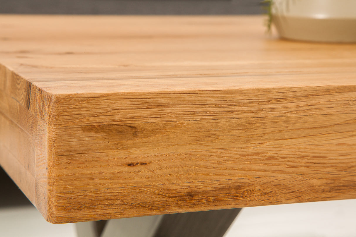 Couchtisch THOR 110cm X-Beine Wildeiche Holz Industriestil