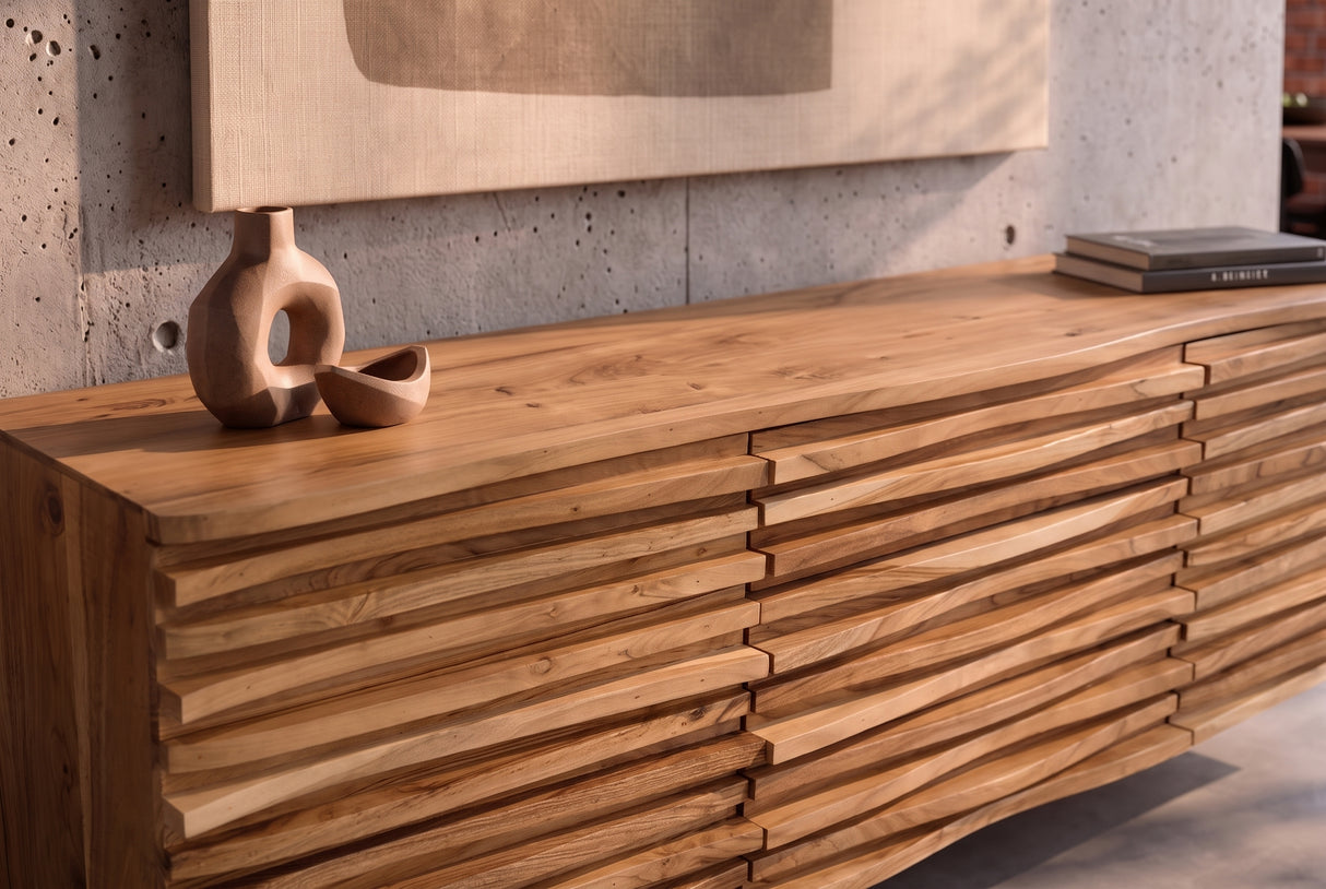 Sideboard RELIEF 175cm hängend Akazienholz natur