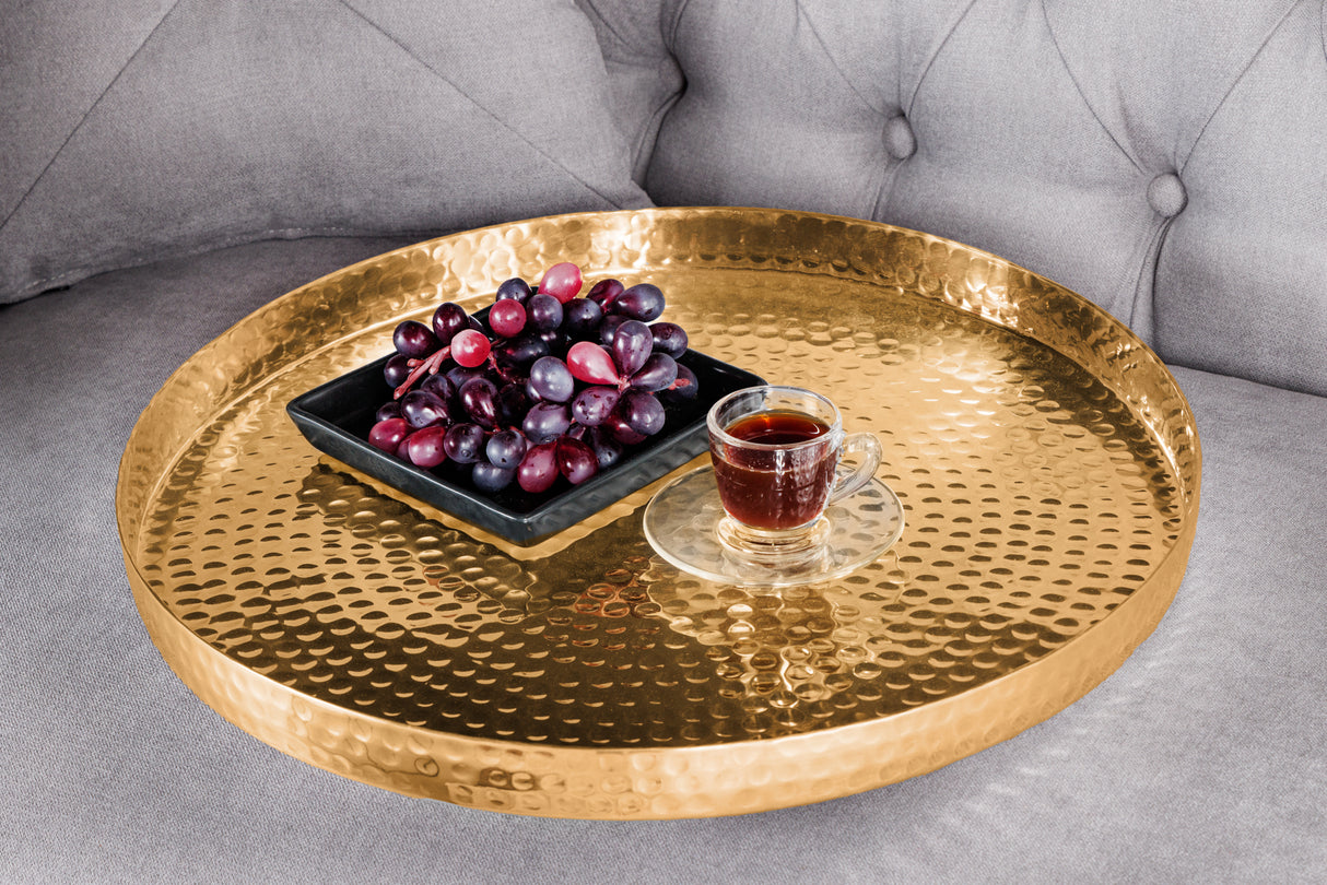 Beistelltisch ELEMENTS 2er Set abnehmbare Tabletts Hammerschlageffekt gold