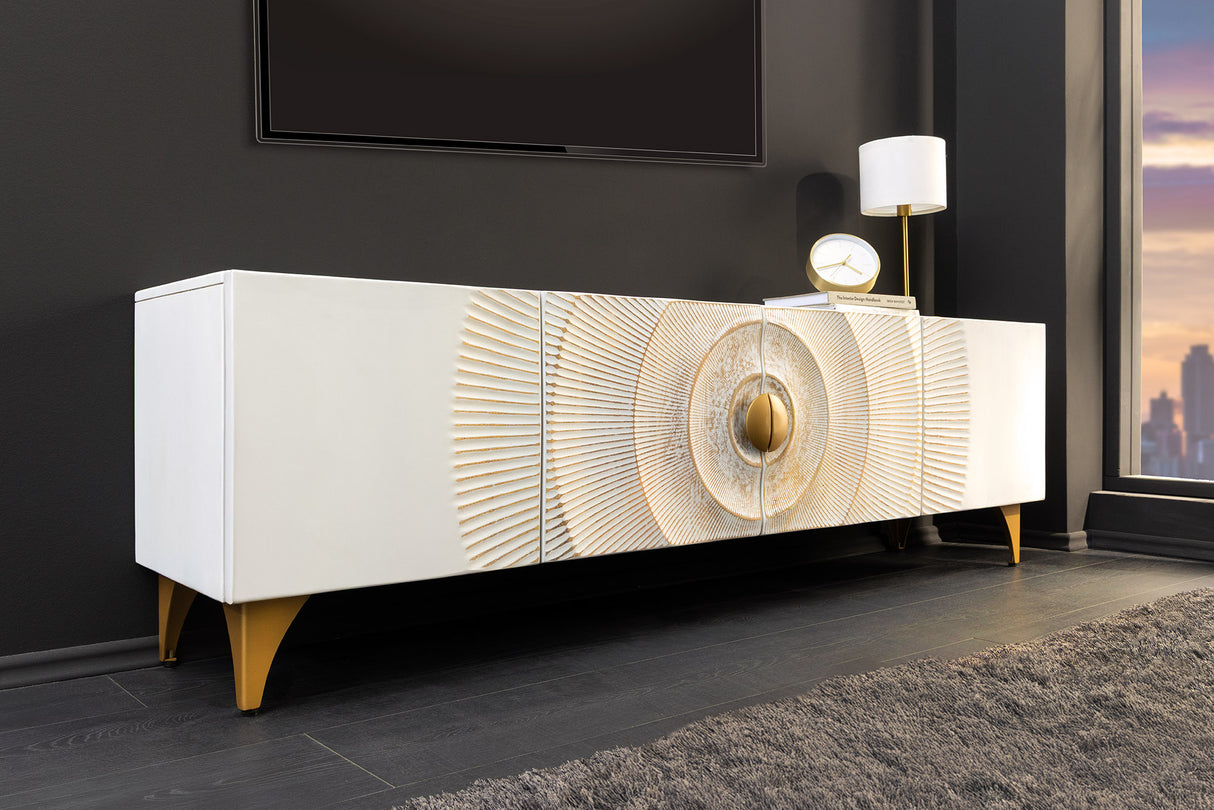 TV-Board GOLDEN SUNSET 180cm 3D mango wood white