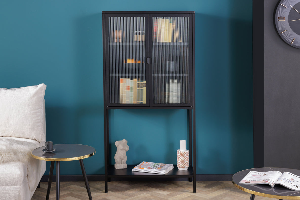 Display case DURA STEEL 150cm ribbed glass black