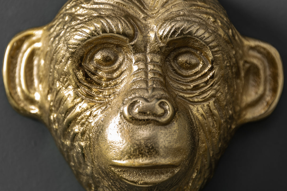 Wall decoration coat hook THREE APES set of 3 gold