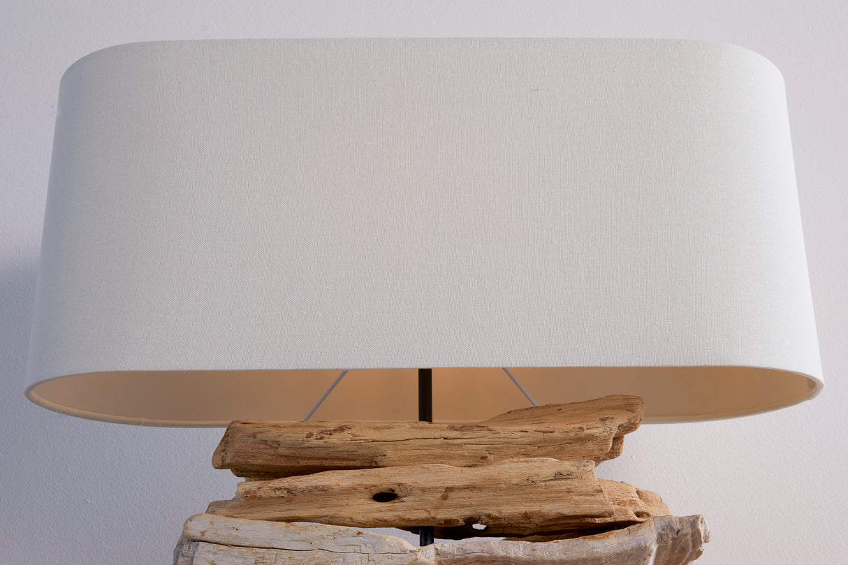 Table lamp RIVERINE driftwood and linen shade
