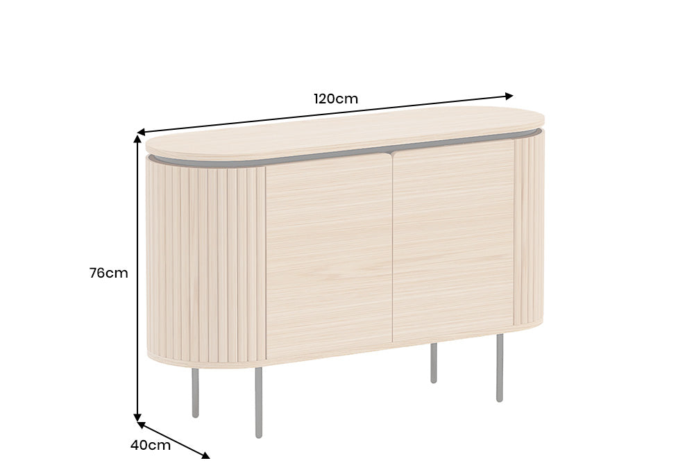 Sideboard ATELIER 120cm in natürlicher Eichenholzoptik mit schwarzen Beinen