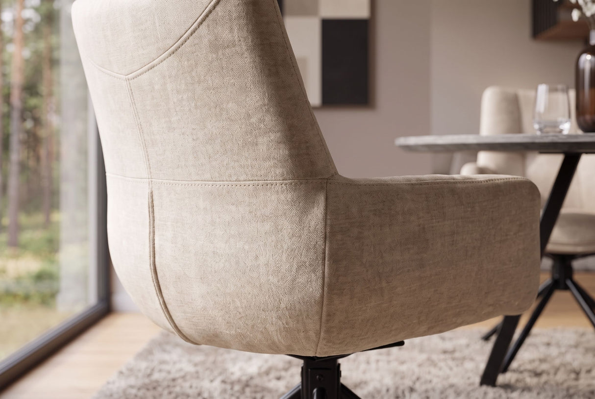 Drehstuhl SIGNATURE 360° drehbar m/ Armlehnen Federkern Samt beige