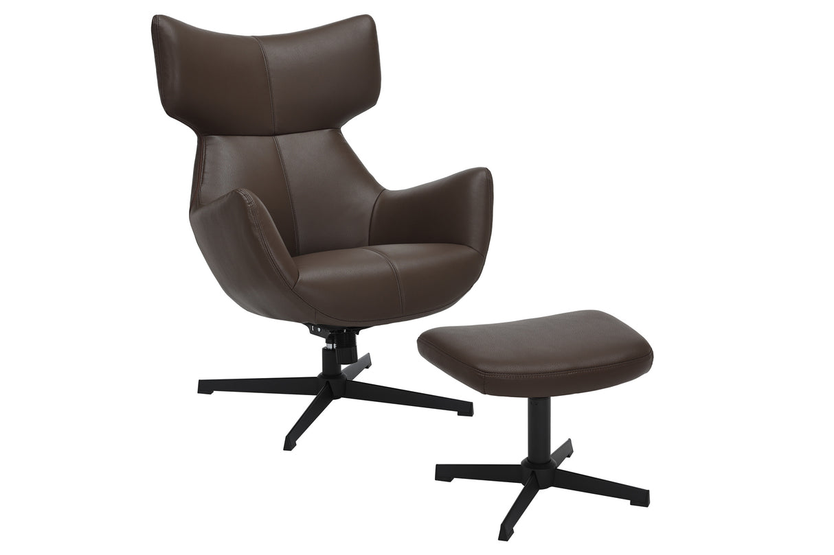 Stool VOGUE 45cm rotatable artificial leather brown w/ black metal frame