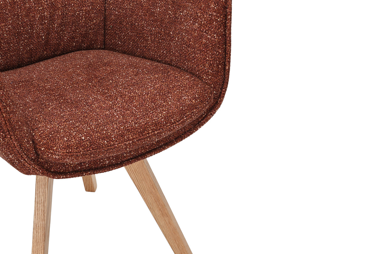 Drehstuhl VOGUE 360° mit Armlehnen Strukturstoff rostbraun mit Eichengestell natur