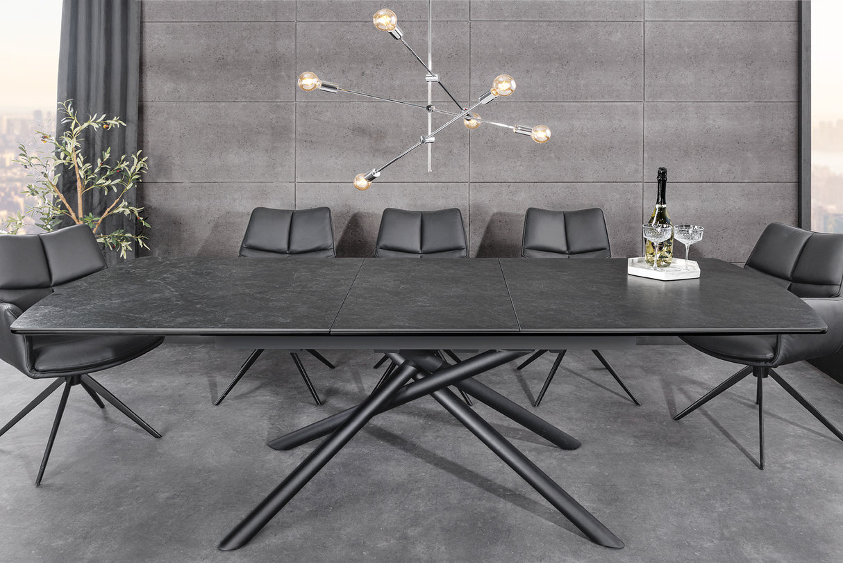 Dining table MIKADO 180-230cm extendable ceramic graphite marble top