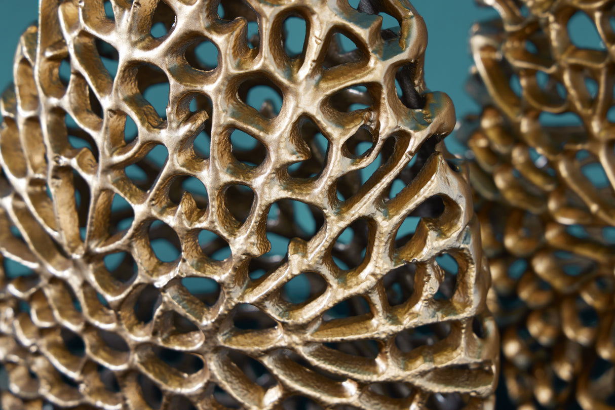 Vase ABSTRACT LEAF 30+40cm set of 2 gold