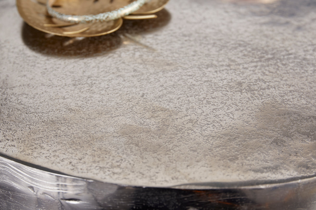 Side table LIQUID LINE Ø 50cm round silver