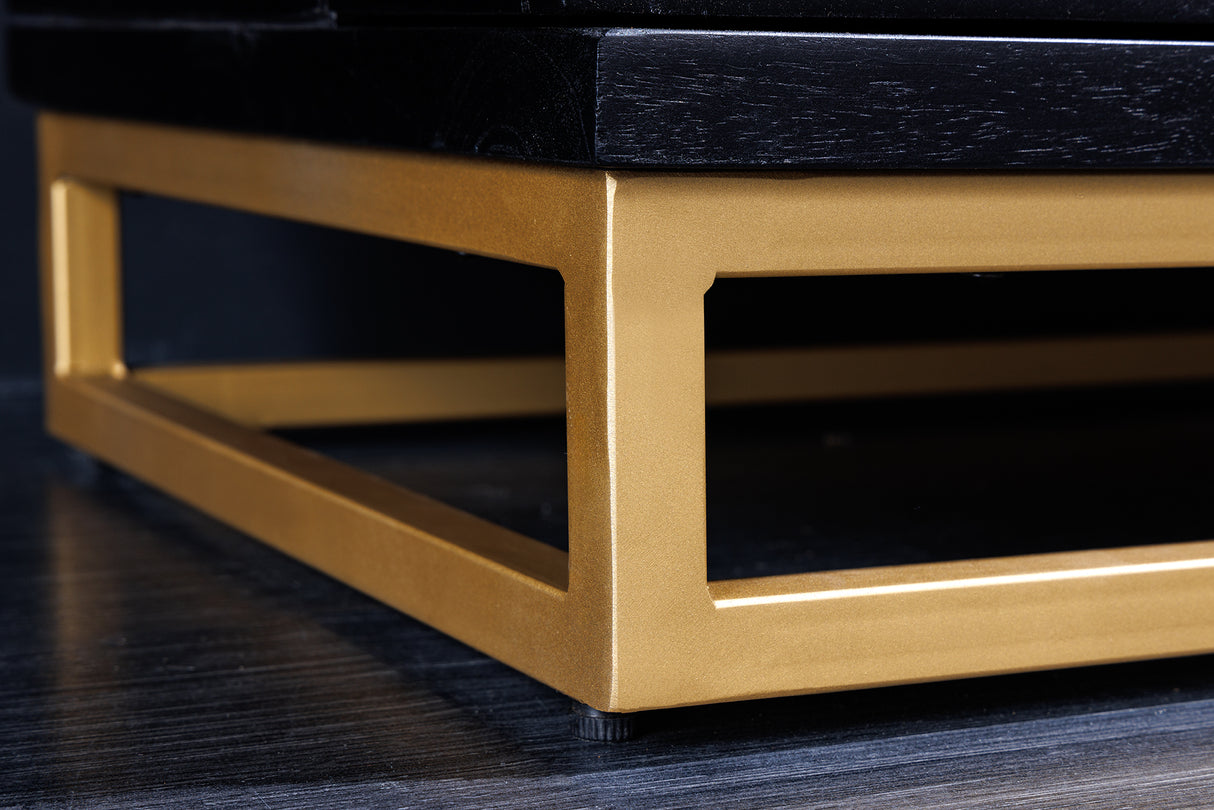 Bar cabinet GOLDEN SUNSET 140cm 3D mango wood black