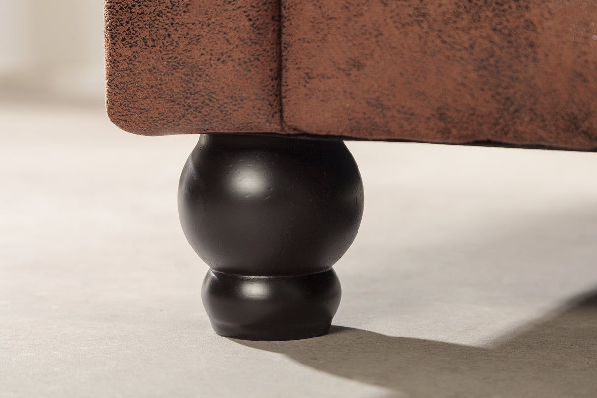 Ecksofa CHESTERFIELD mit Ottomane links 270cm Federkern Microfaser antikbraun