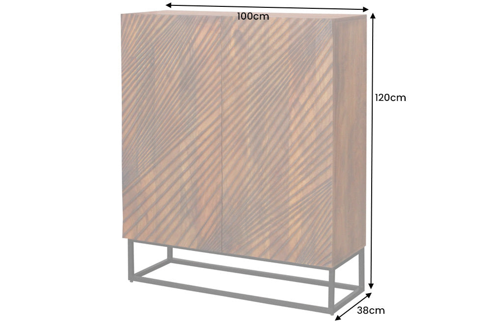 Highboard LINE ART 120cm 3D mango wood brown black