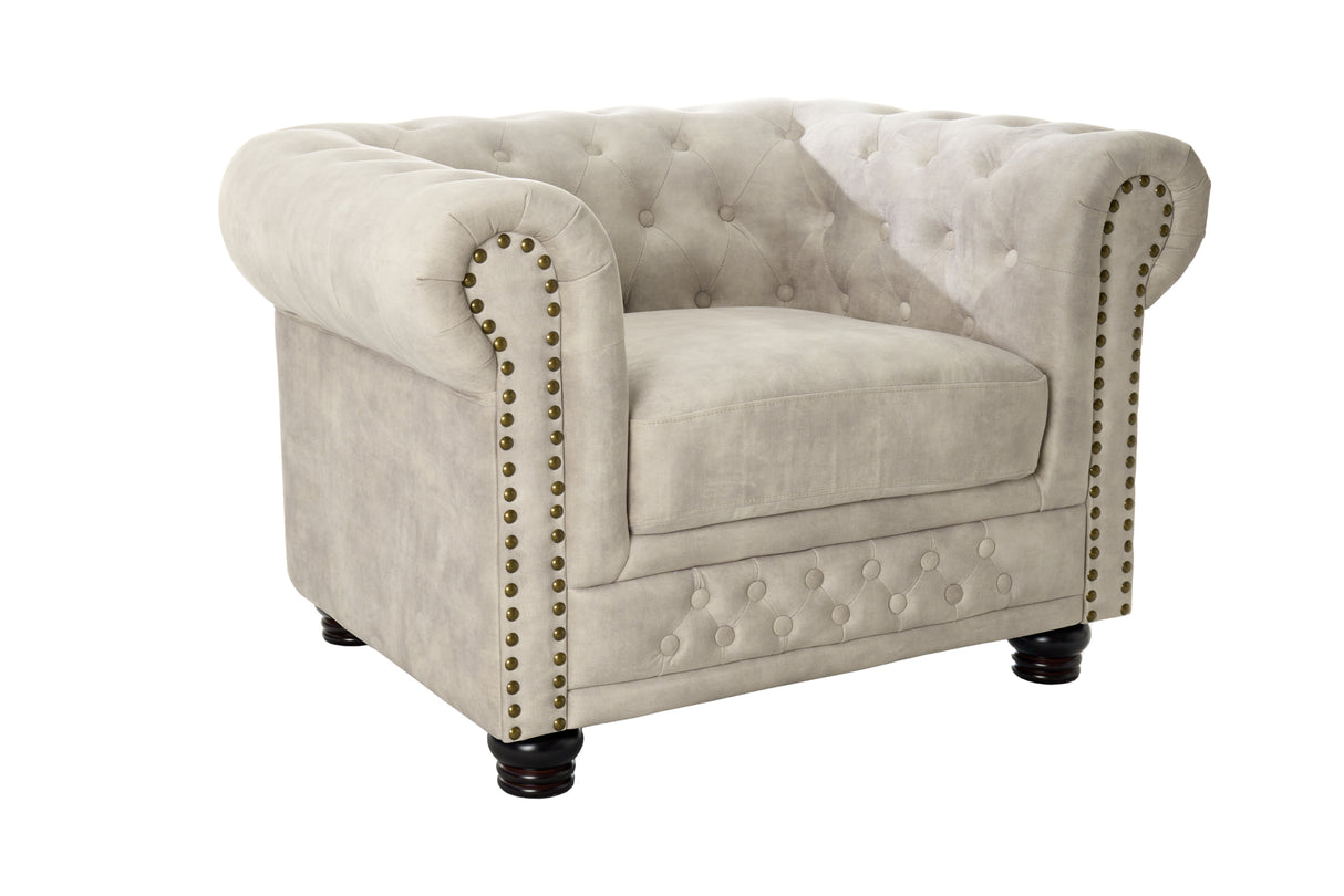 Armchair CHESTERFIELD velvet champagne