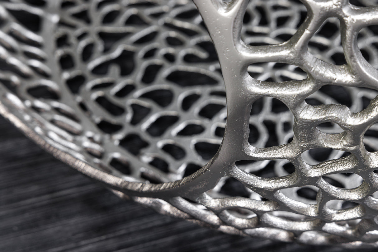 Couchtisch SPIN 40cm gehärtetes schwarzes Glas silberne Basis