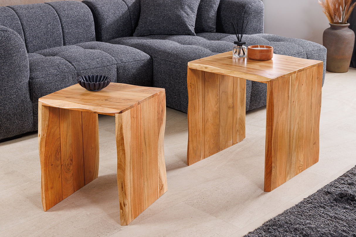 Beistelltisch MAMMUT 55cm 2er Set Akazienholz natur