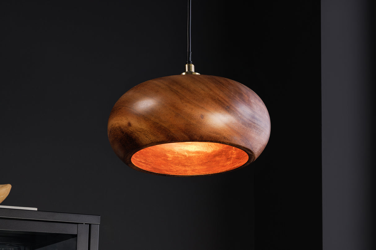 Pendant Lamp ALVA 25cm iron and acacia wood natural