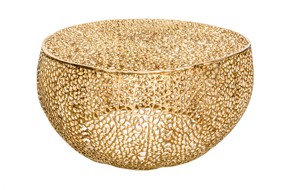 Coffee table LEAF 80cm metal gold handmade