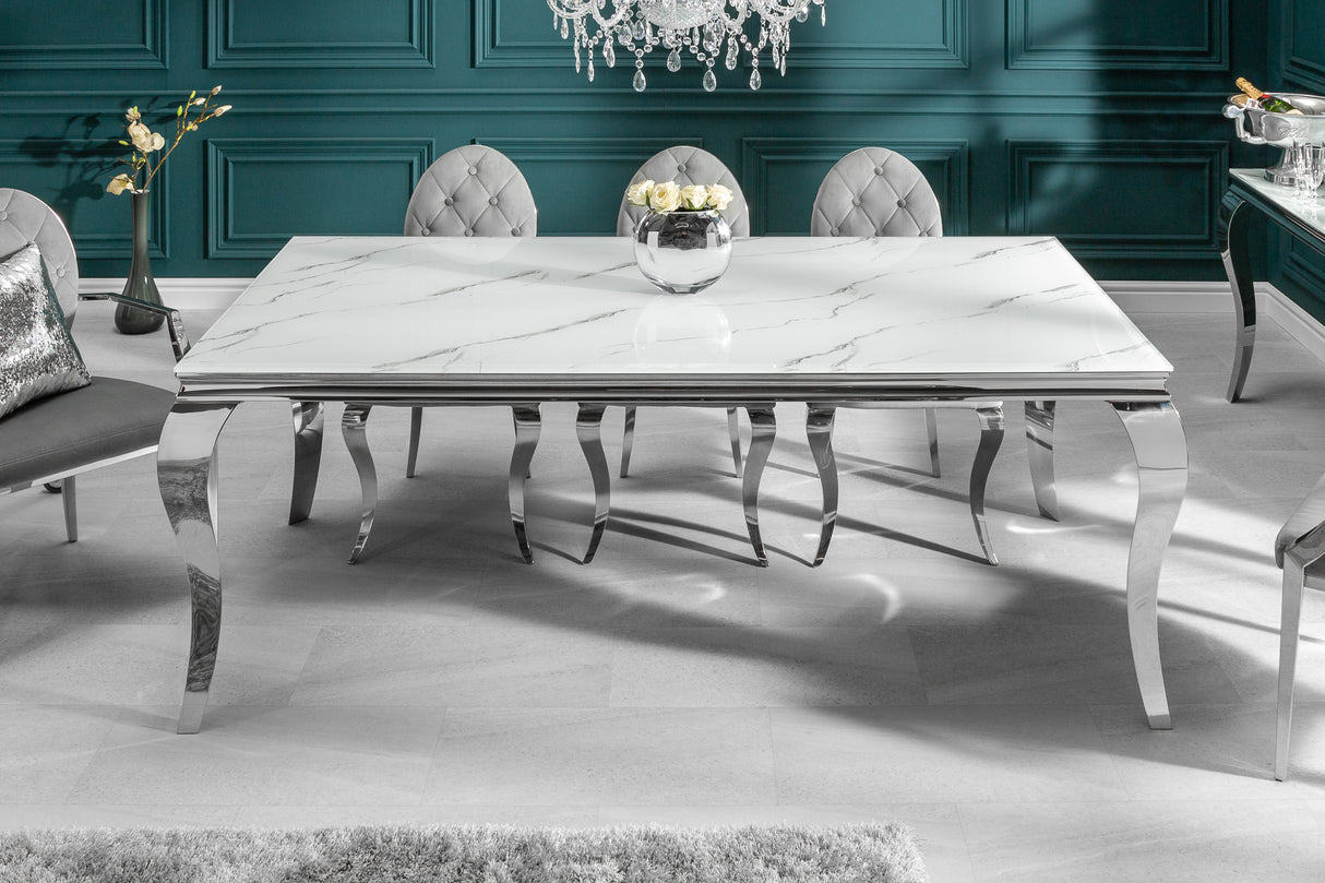 Dining table MODERN BAROCK 180cm marble look tempered glass