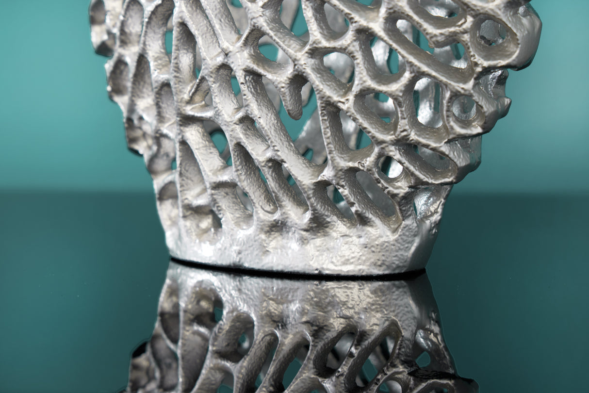 Vase ABSTRACT LEAF 30+40cm set of 2 silver