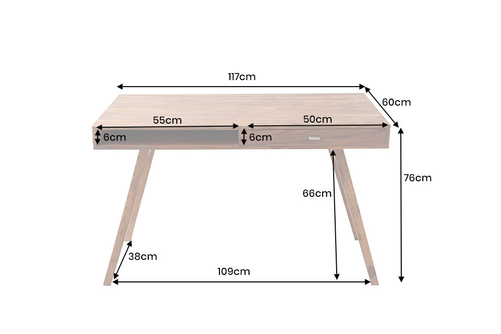 Büroschreibtisch RETRO 120cm mit Schublade Sheesham