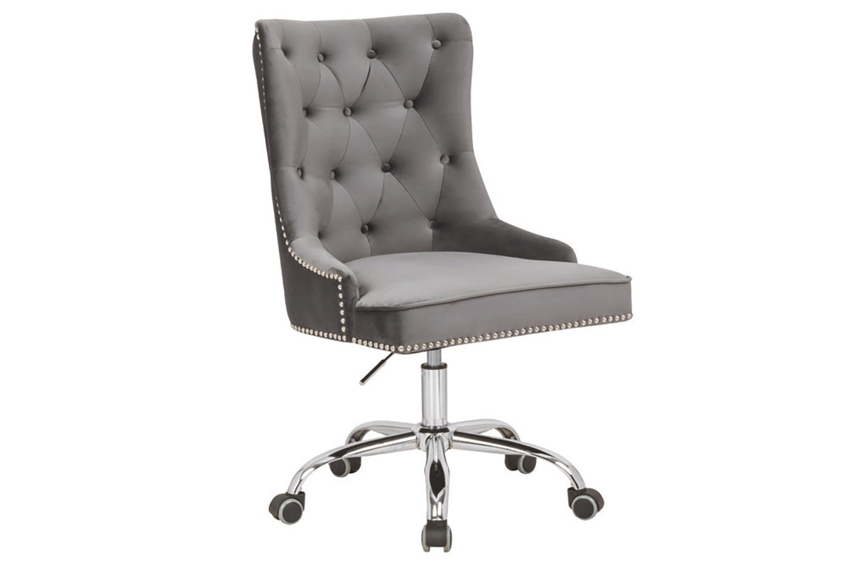 Bürostuhl VICTORIAN 49-57cm Samt silbergrau im Barockstil