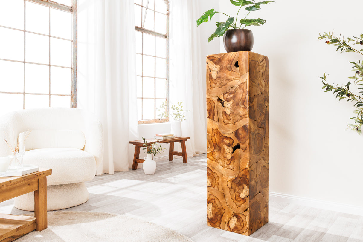 Dekosäule TRIBAL 110cm Teakholz naturbraun