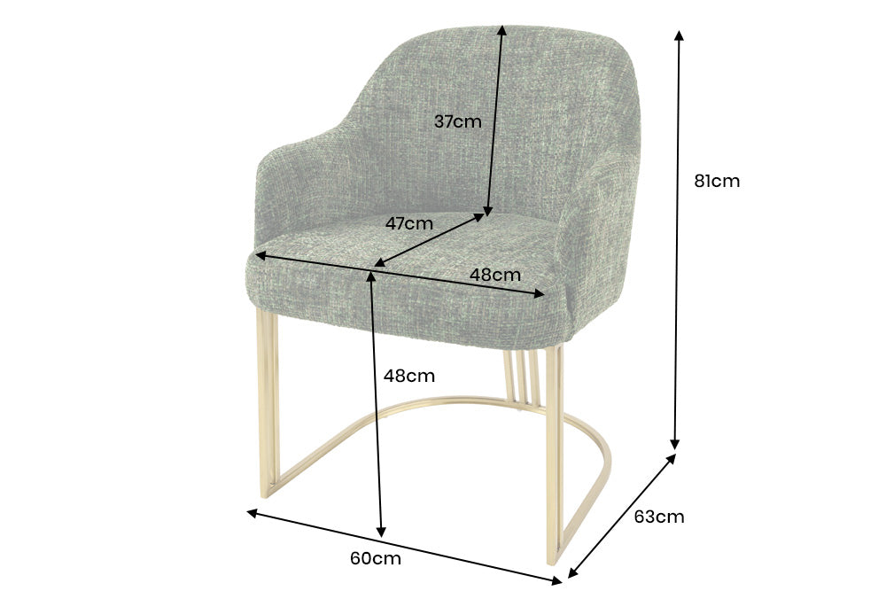 Chair EXTRAVAGANCIA dark green chenille fabric w/ armrests and champagne golden frame