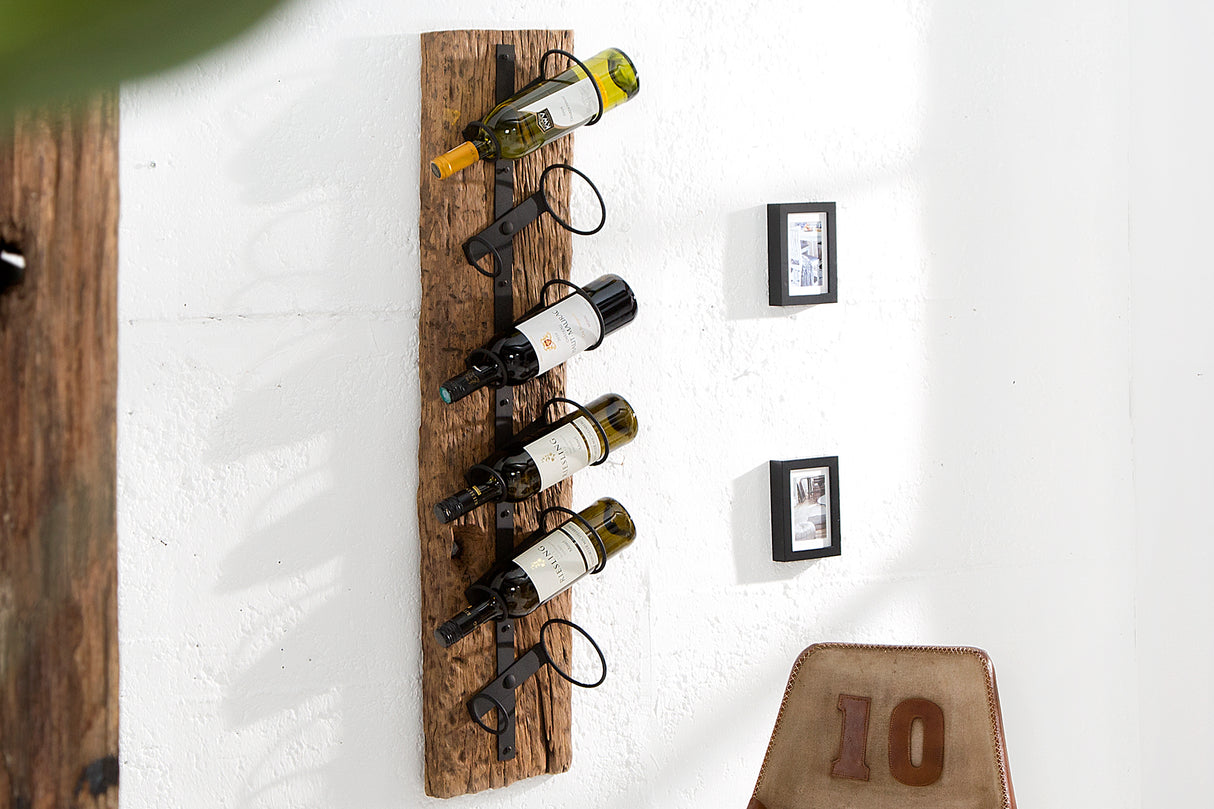 Wand Weinregal EUPHORIA BARRACUDA 100cm massives Teakholz