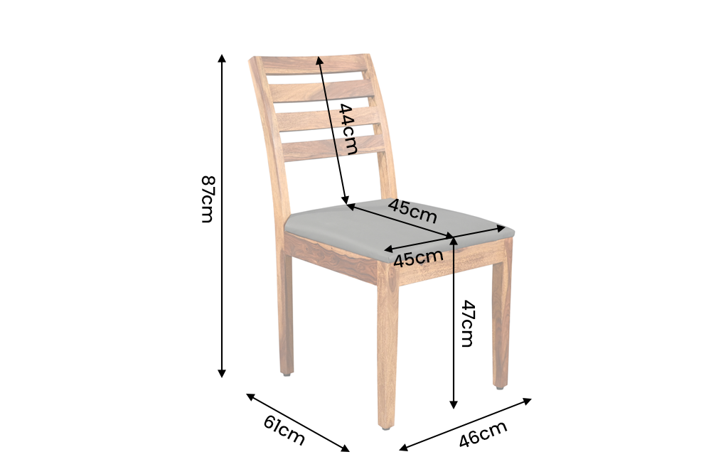 Stuhl MAKASSAR 90cm Kunstleder dunkelgrau und Palisanderholz braun