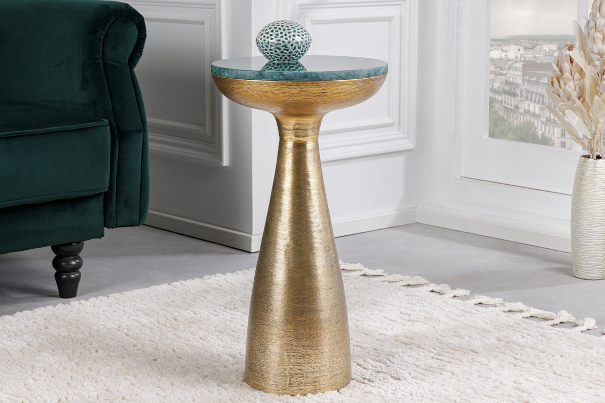 Beistelltisch ELEMENTS 55cm gold mit abnehmbarer Marmorplatte grün