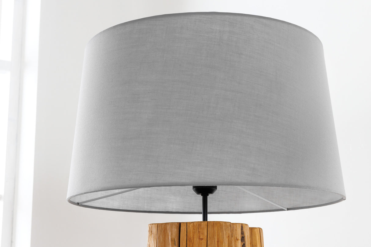 Lampenschirm 45x25x50cm kegelförmig Leinen grau für Stehlampe