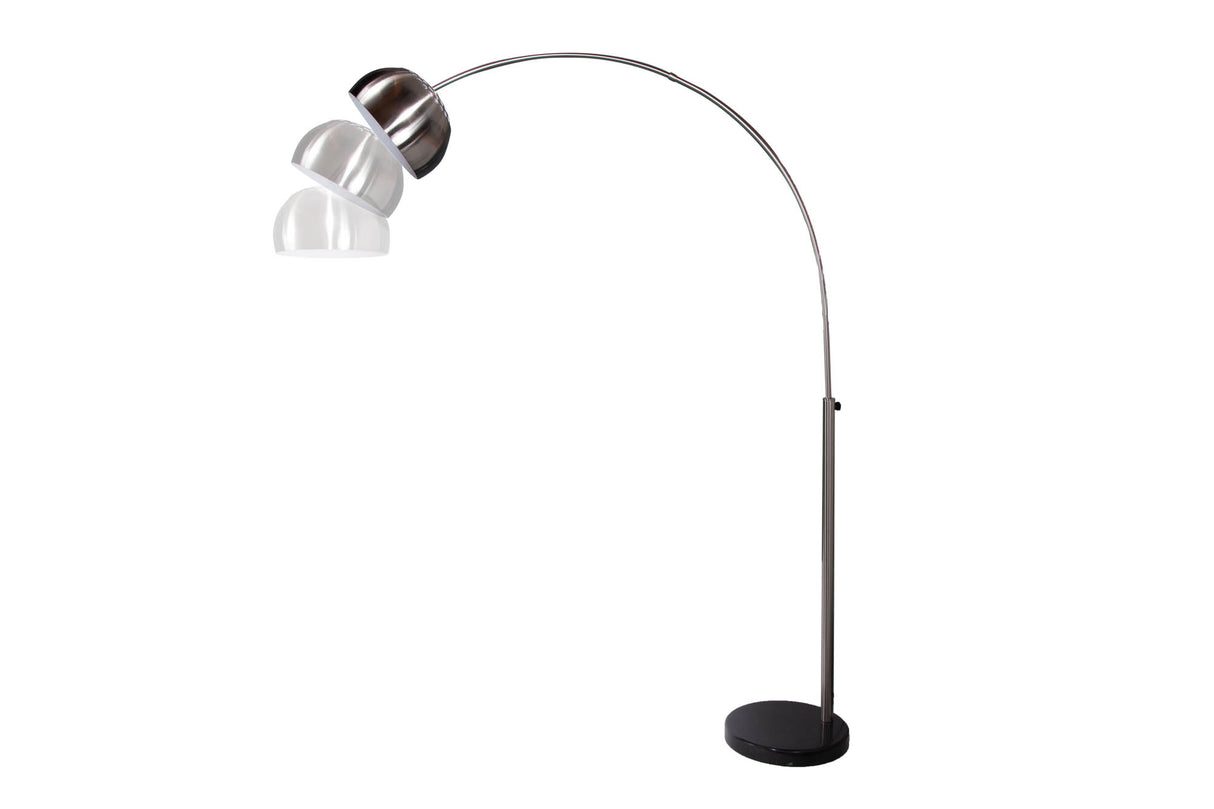 Stehleuchte BIG BOW 170-210cm satiniertes Chrom mit Marmorsockel
